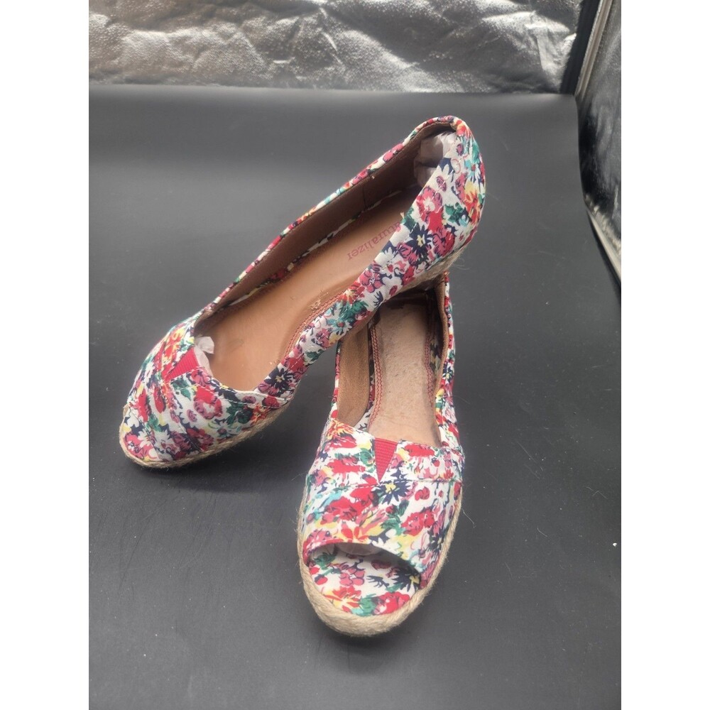 Naturalizer Lariat Espadrille Wedge Shoes Size 8 Wide Width Heels Floral Fabric - Picture 5 of 7